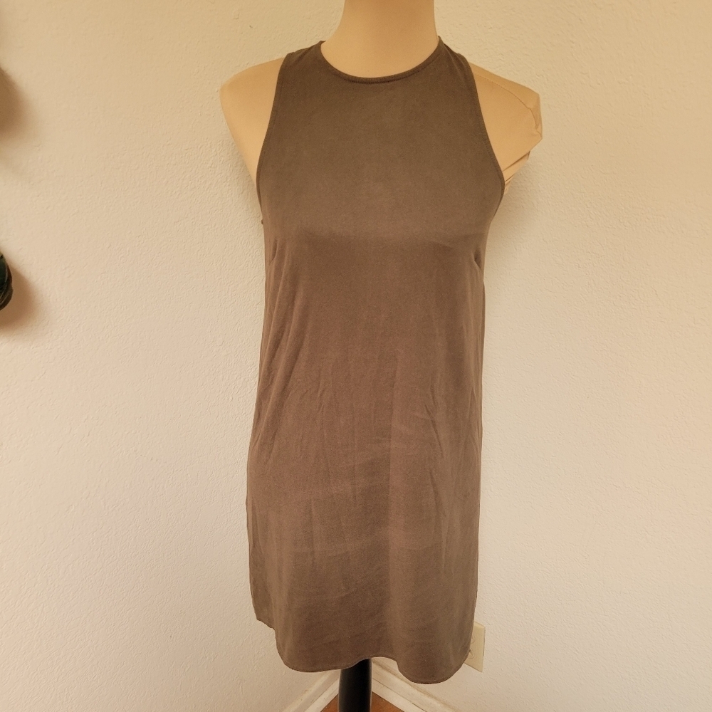 John Galt Olive Faux Suede Dress